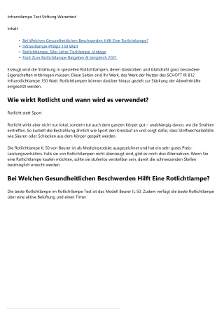 Die 3 Minuten Regel für  Infrarotlampe Anwendung Wie Lange