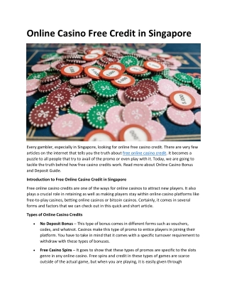 Online Casino Free Credit in Singapore