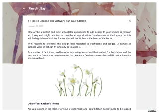 4 Tips To Choose The Artwork For Your Kitchen
