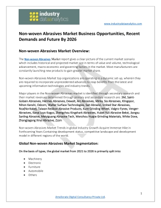 Non-woven Abrasives Market  Opportunities, Recent Demands and Future By 2026