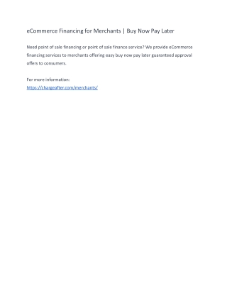 eCommerce Financing for Merchants | Buy Now Pay Later