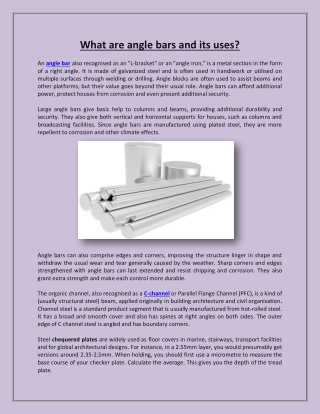 What are angle bars and its uses