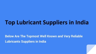 Top Lubricant Suppliers in India