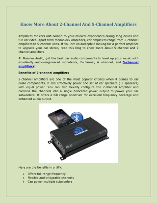 Know More About 2-Channel And 5-Channel Amplifiers