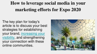 How to leverage social media in your marketing efforts for Expo 2020