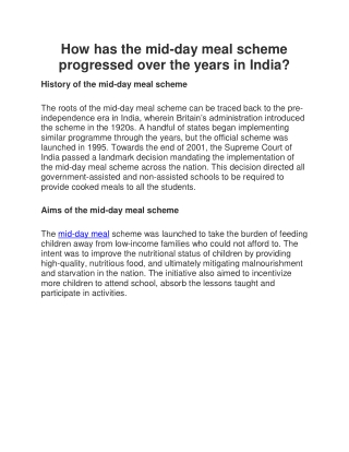 How has the mid-day meal scheme