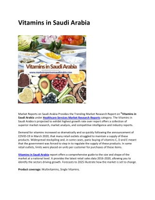 Vitamins in Saudi Arabia