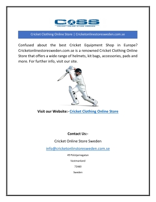 Cricket Clothing Online Store | Cricketonlinestoresweden.com.se