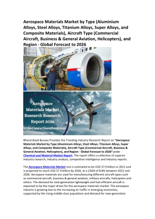 Aerospace Materials Market Research Revenue, Opportunity, Segment