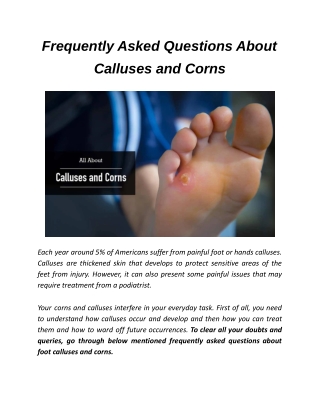 Frequently Asked Questions About Calluses and Corns