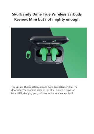 Skullcandy Dime True Wireless Earbuds Review