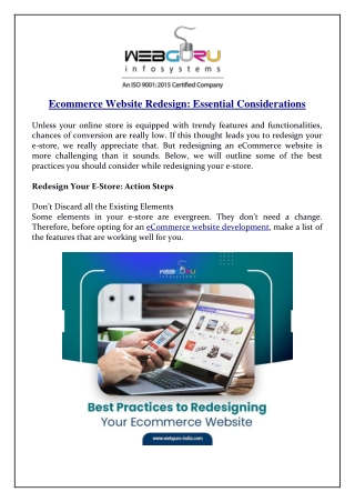 Ecommerce Website Redesign Essential Considerations