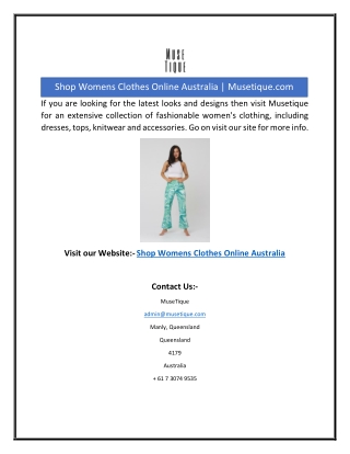 Shop Womens Clothes Online Australia | Musetique.com