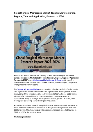 Global Surgical Microscope Market Research Report 2021-2026