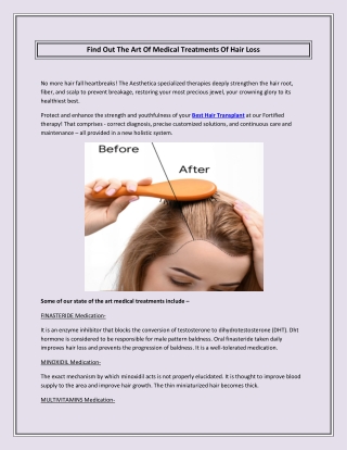 Find Out The Art Of Medical Treatments Of Hair Loss in Bhubaneswar