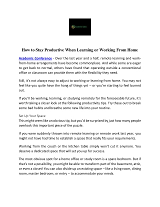 How to Stay Productive When Learning or Working From Home