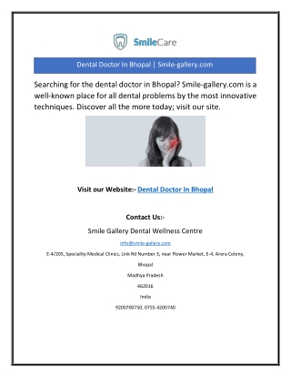 Dental Doctor In Bhopal | Smile-gallery.com