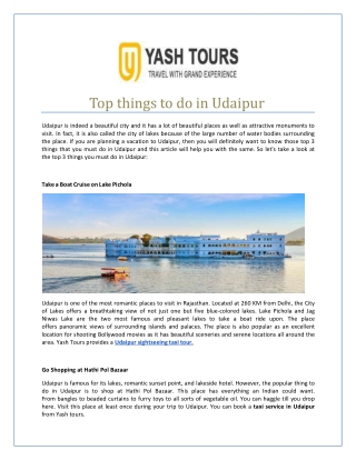 Top things to do in Udaipur