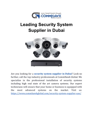 Leading Security System Supplier in Dubai