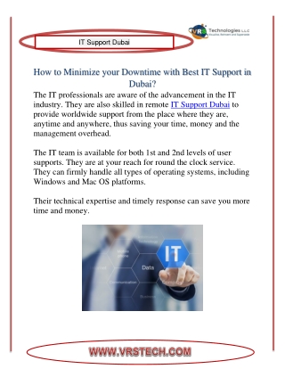 How to Minimize your Downtime with Best IT Support in Dubai?
