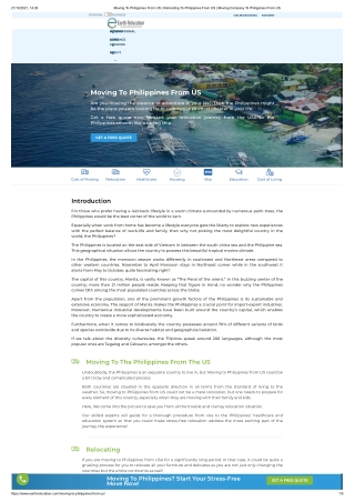 Moving To Philippines From US