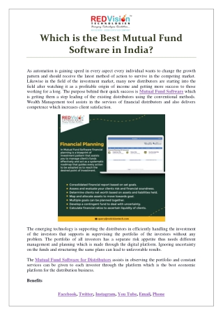 Which is the Best Mutual Fund Software in India