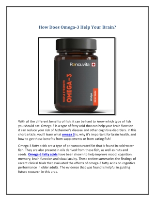 How Does Omega-3 Help Your Brain