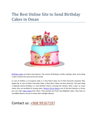 The best online site to send cakes oman