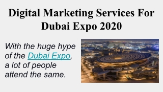 Digital Marketing Services For Dubai Expo 2020