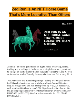 Zed-Run-Is-An-NFT-Horse-Game-That’s-More-Lucrative-Than-Others