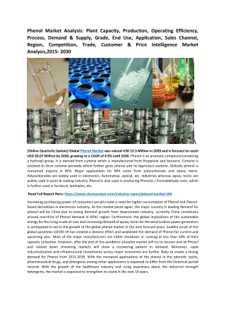 Phenol Market Size, Share, Trends,  Growth, 2030