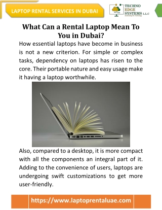 What Can a Rental Laptop Mean To You in Dubai?