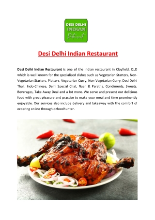 Desi Delhi Indian Restaurant Menu Clayfield, QLD - 5% off