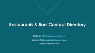 Restaurants & Bars Contact Directory