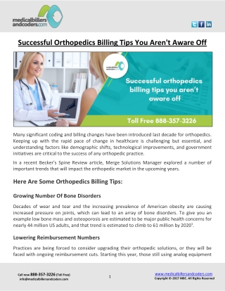 Successful Orthopedics Billing Tips You Aren't Aware Off
