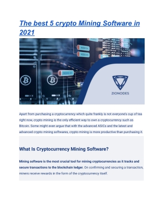 The best 5 crypto Mining Software in 2021