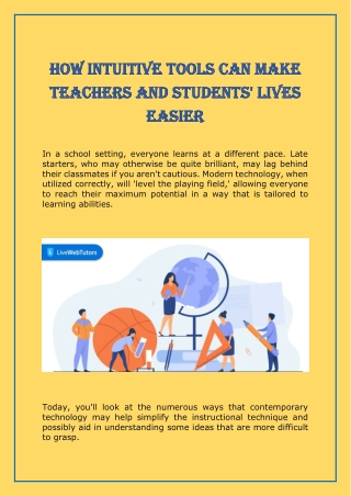 How intuitive tools can make teachers and students' lives easier
