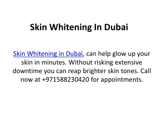 Face Whitening Treatment In Dubai
