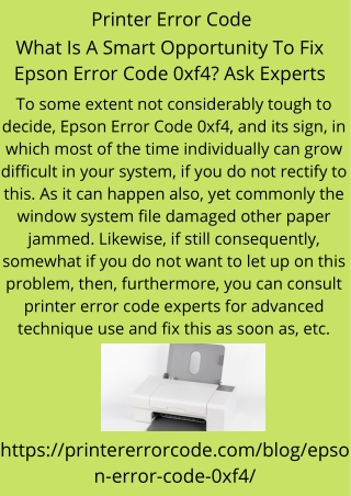 What Is A Smart Opportunity To Fix Epson Error Code 0xf4 Ask Experts