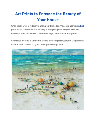 Art Prints to Enhance the Beauty of Your House