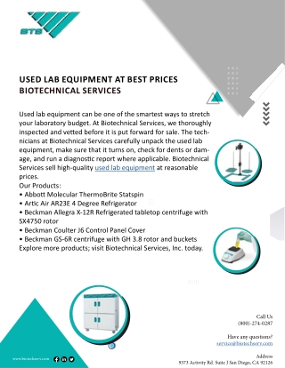 Used Lab Equipment at Best Prices – Biotechnical Services