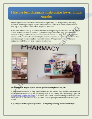 Hire the best pharmacy malpractice lawyer in Los Angeles