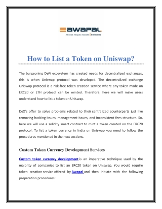 How to List a Token on Uniswap?