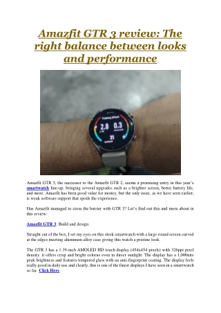 Amazfit GTR 3 review The right balance between looks and performance