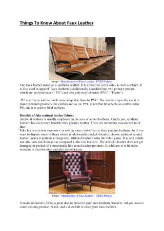 Things To Know About Faux Leather