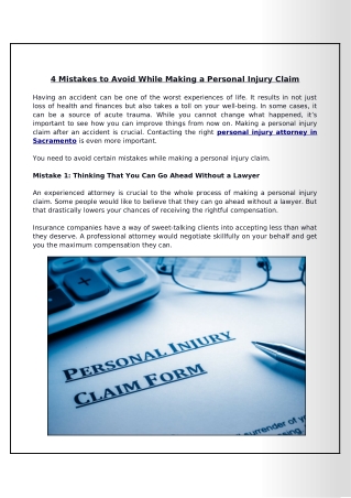 What Mistakes Reduce the Amount of a Personal Injury Claim?