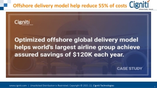 Offshore delivery model help reduce 55% of costs