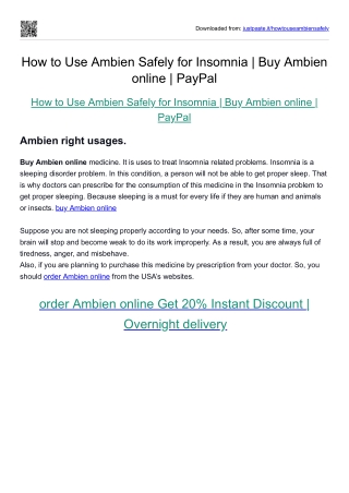 How to Use Ambien Safely for Insomnia  Buy Ambien online PayPal