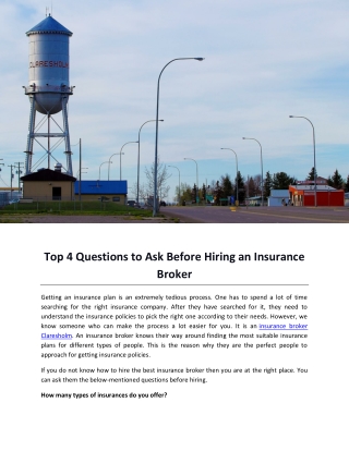 Top 4 Questions to Ask Before Hiring an Insurance Broker