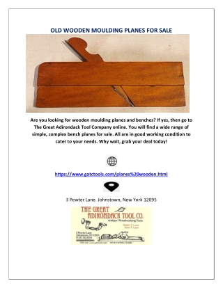 OLD WOODEN MOULDING PLANES FOR SALE